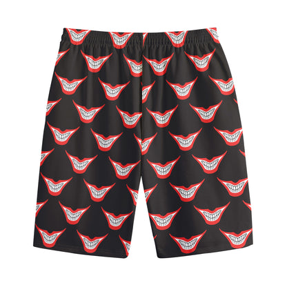 Joker Smile Pattern Print Cotton Shorts