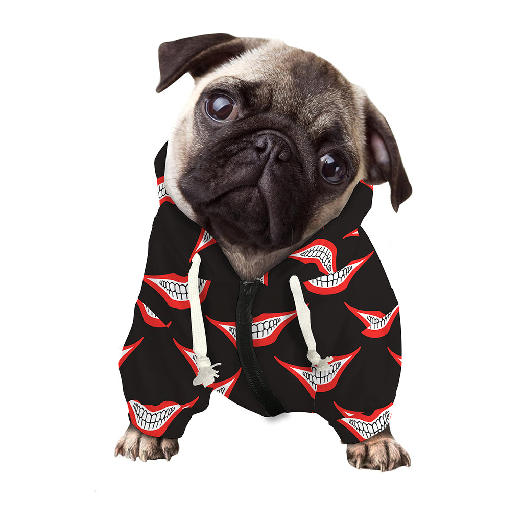 Joker Smile Pattern Print Dog Zip Up Hoodie