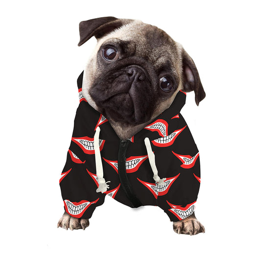 Joker Smile Pattern Print Dog Zip Up Hoodie