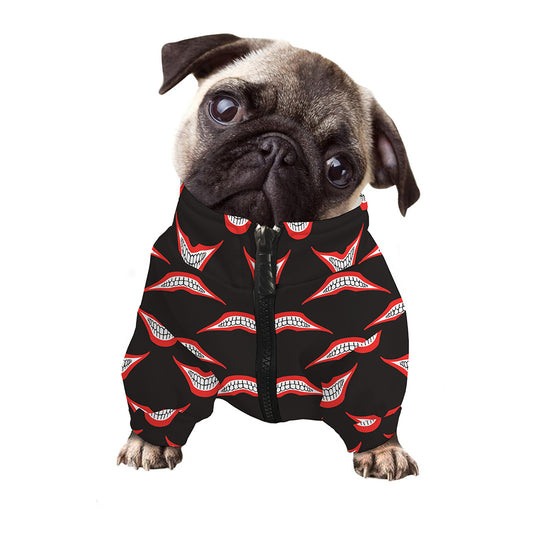 Joker Smile Pattern Print Dog Zip Up Jacket