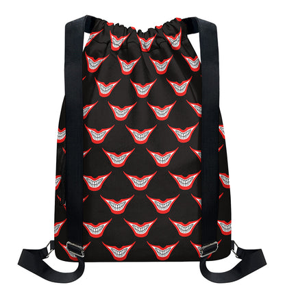 Joker Smile Pattern Print Drawstring Backpack