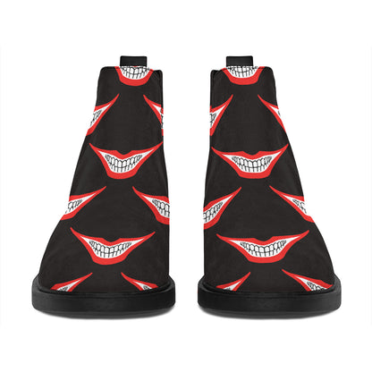 Joker Smile Pattern Print Flat Ankle Boots