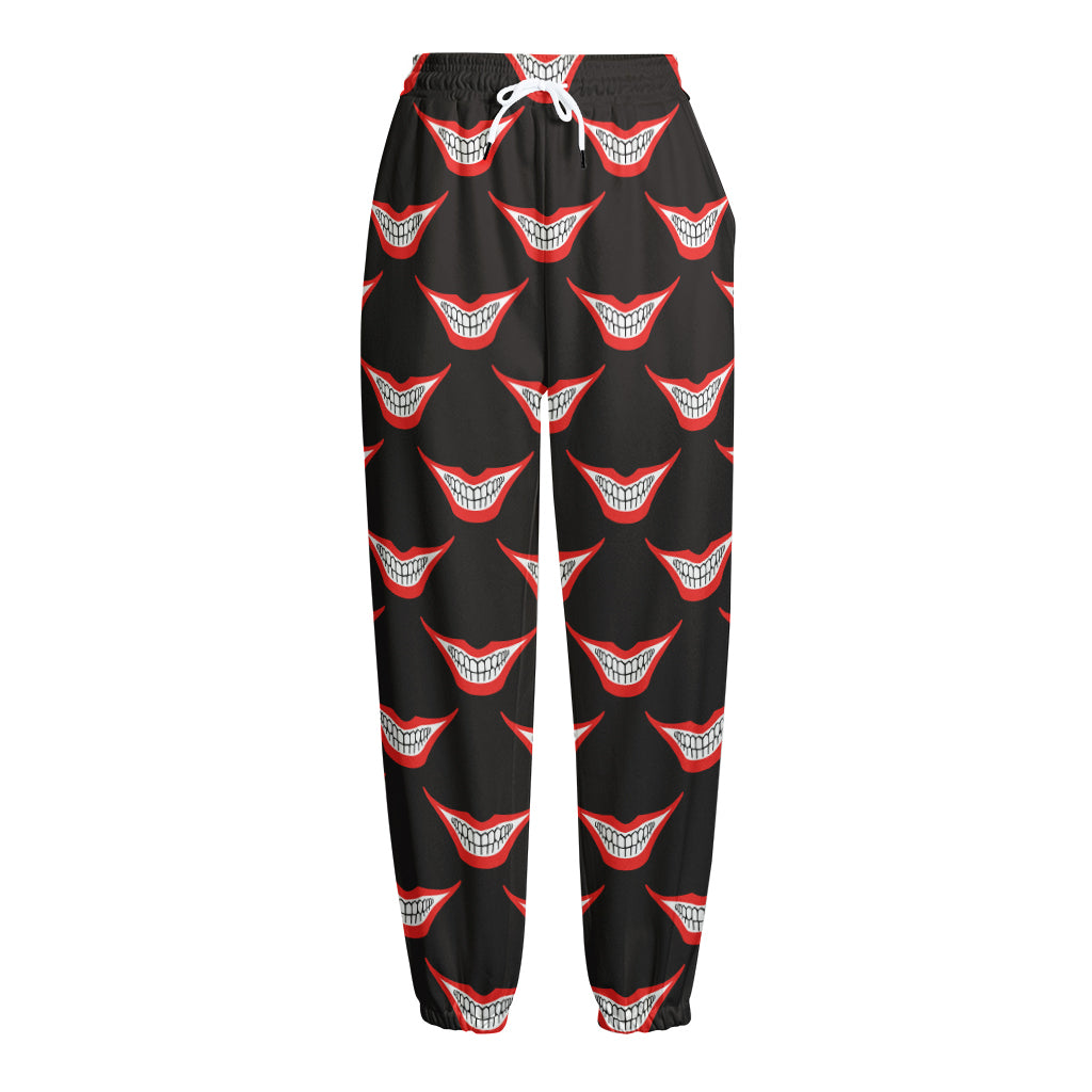Joker Smile Pattern Print Fleece Lined Knit Pants