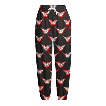 Joker Smile Pattern Print Fleece Lined Knit Pants