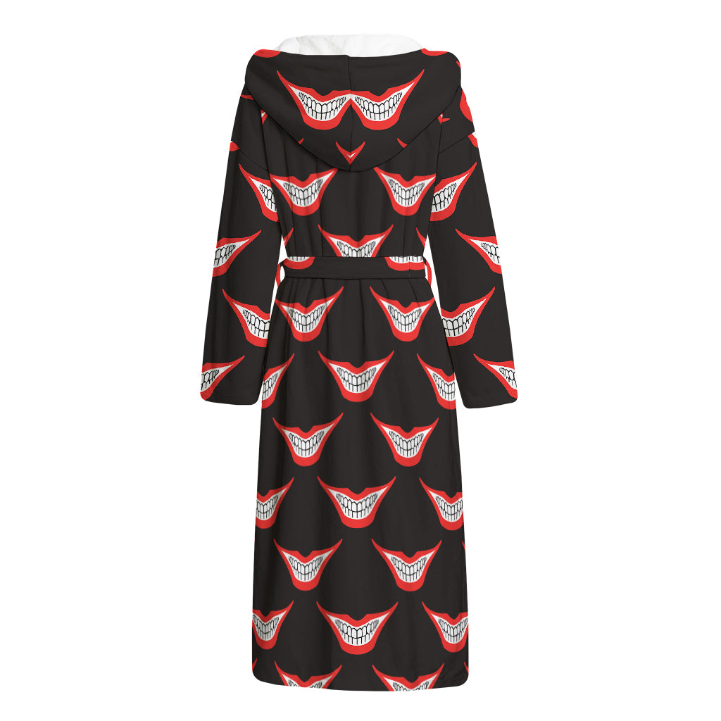 Joker Smile Pattern Print Hooded Bathrobe