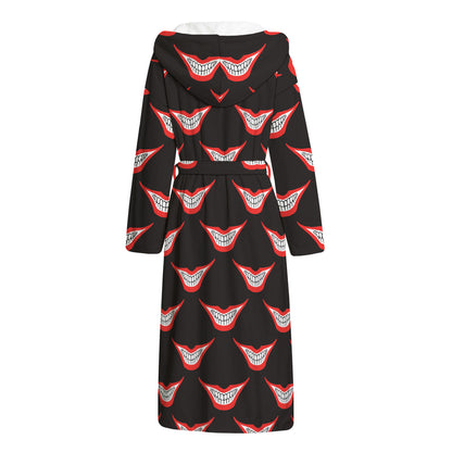 Joker Smile Pattern Print Hooded Bathrobe