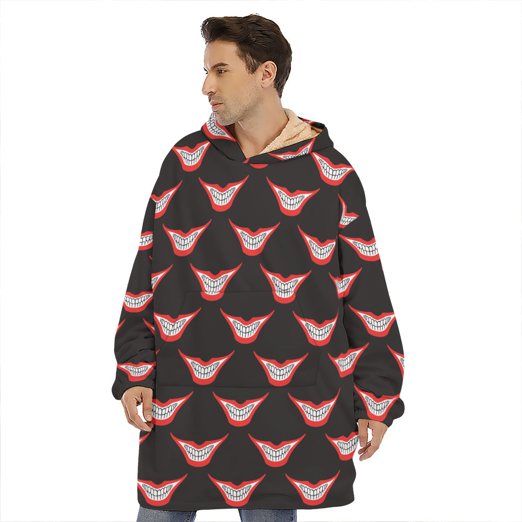 Joker Smile Pattern Print Hoodie Blanket