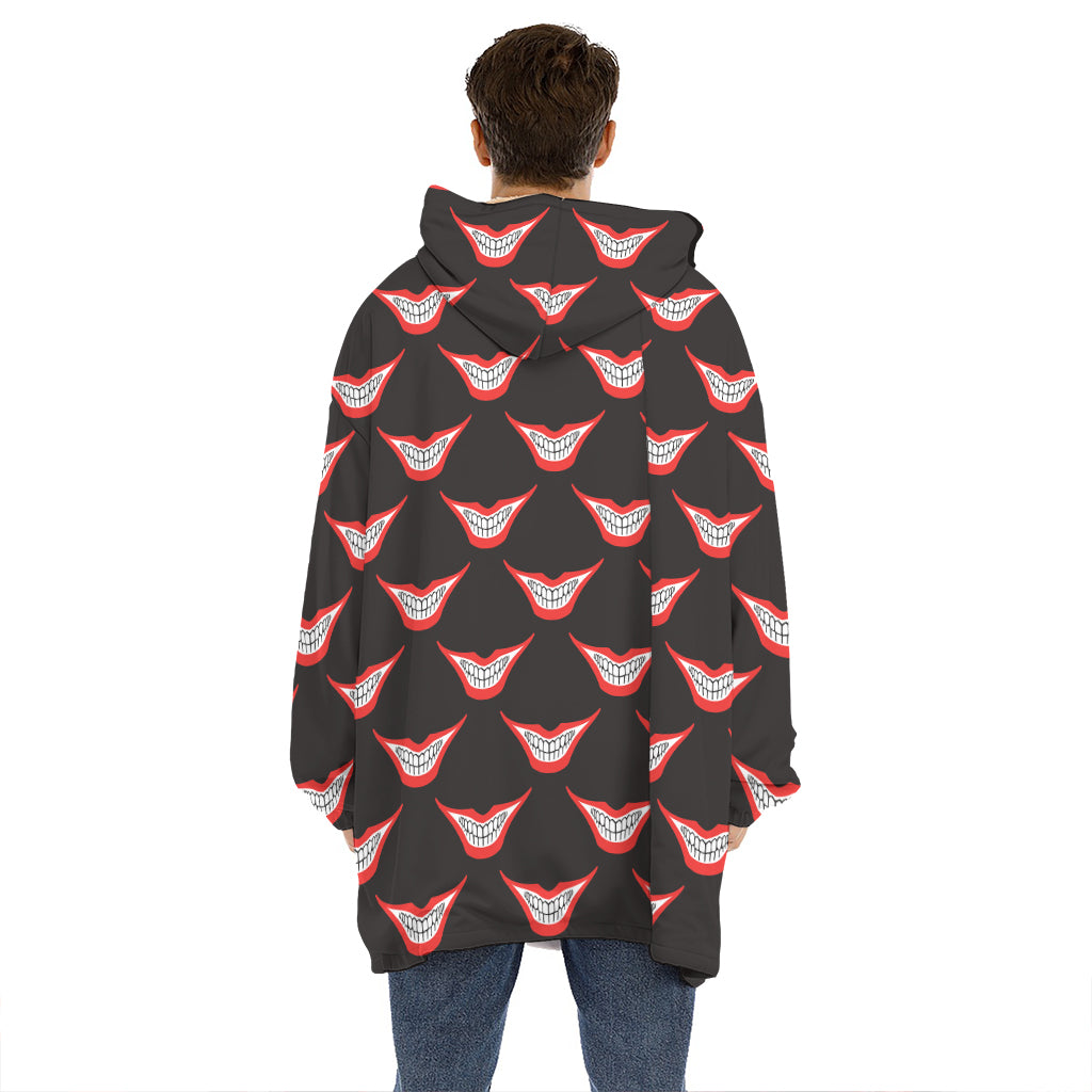 Joker Smile Pattern Print Hoodie Blanket