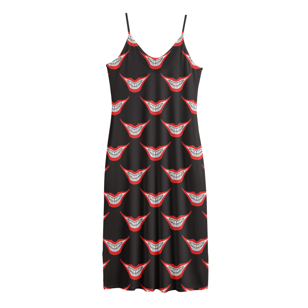 Joker Smile Pattern Print Jersey Midi Cami Dress