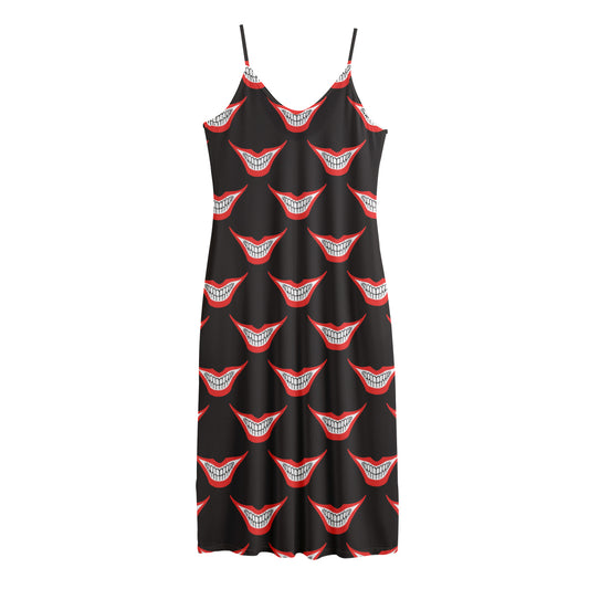 Joker Smile Pattern Print Jersey Midi Cami Dress