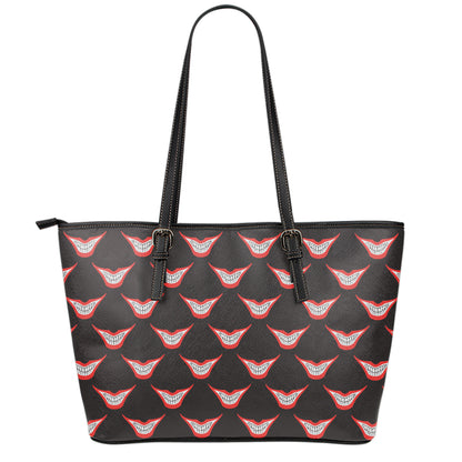 Joker Smile Pattern Print Leather Tote Bag