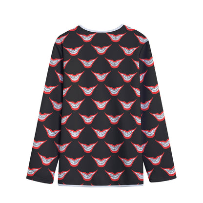 Joker Smile Pattern Print Long Sleeve Short Coat