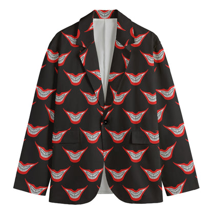 Joker Smile Pattern Print Men's Blazer