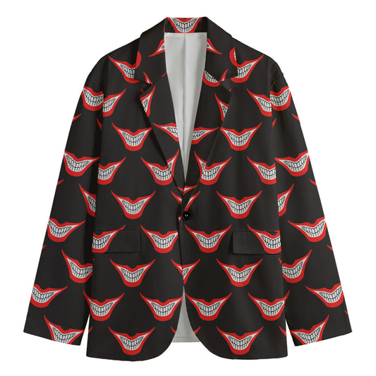 Joker Smile Pattern Print Men's Blazer