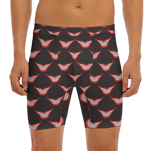 Joker Smile Pattern Print Men's Long Boxer Briefs