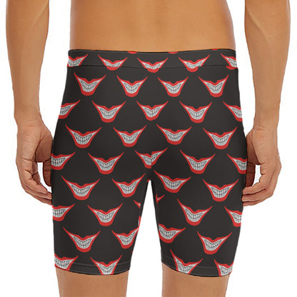 Joker Smile Pattern Print Men's Long Boxer Briefs