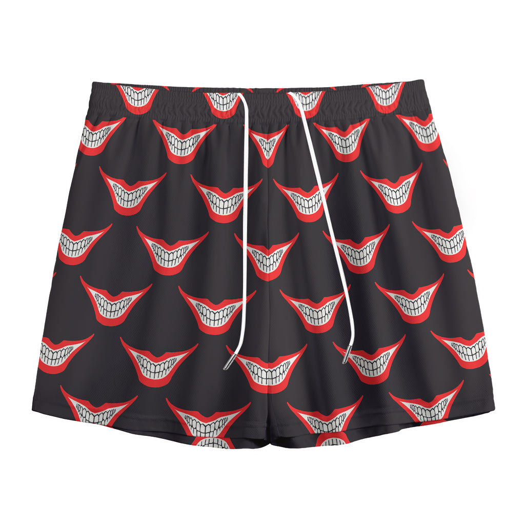 Joker Smile Pattern Print Mesh Shorts