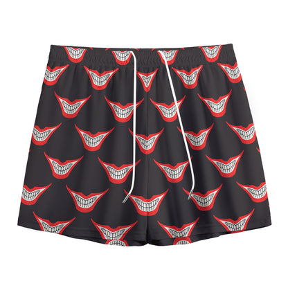 Joker Smile Pattern Print Mesh Shorts