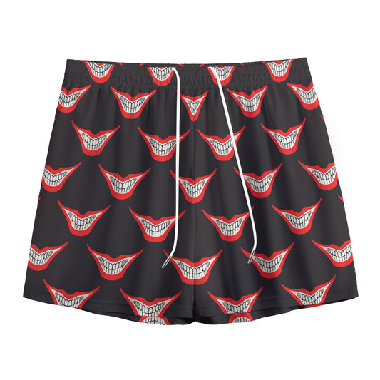 Joker Smile Pattern Print Mesh Shorts