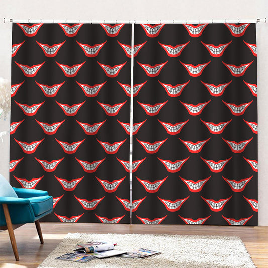 Joker Smile Pattern Print Pencil Pleat Curtains