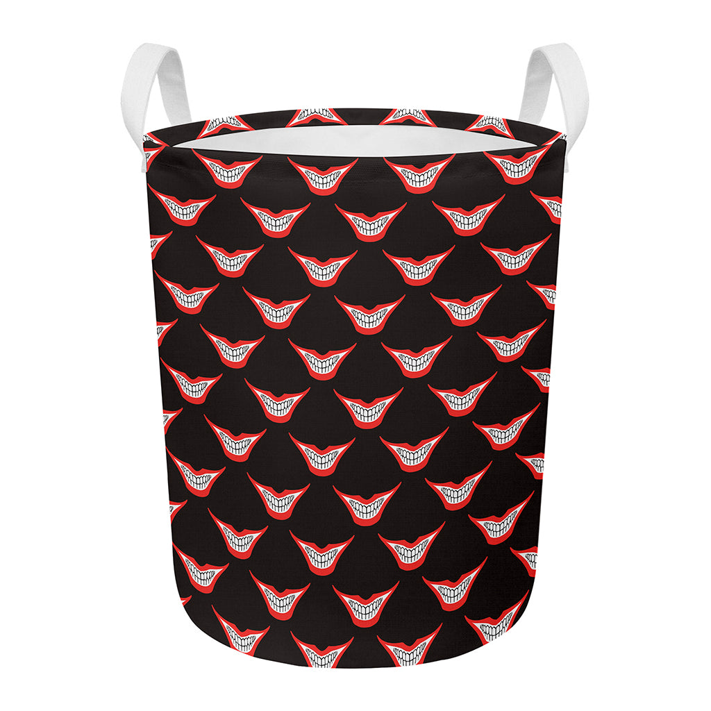 Joker Smile Pattern Print Round Laundry Basket