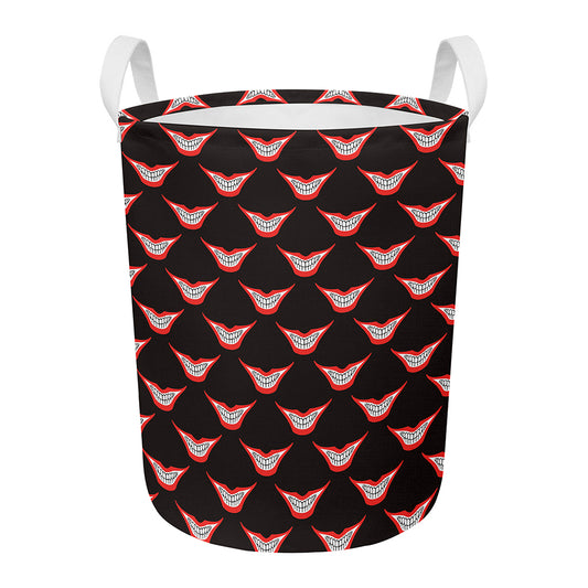 Joker Smile Pattern Print Round Laundry Basket