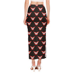 Joker Smile Pattern Print Side Slit Maxi Skirt