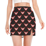 Joker Smile Pattern Print Side Slit Mini Skirt