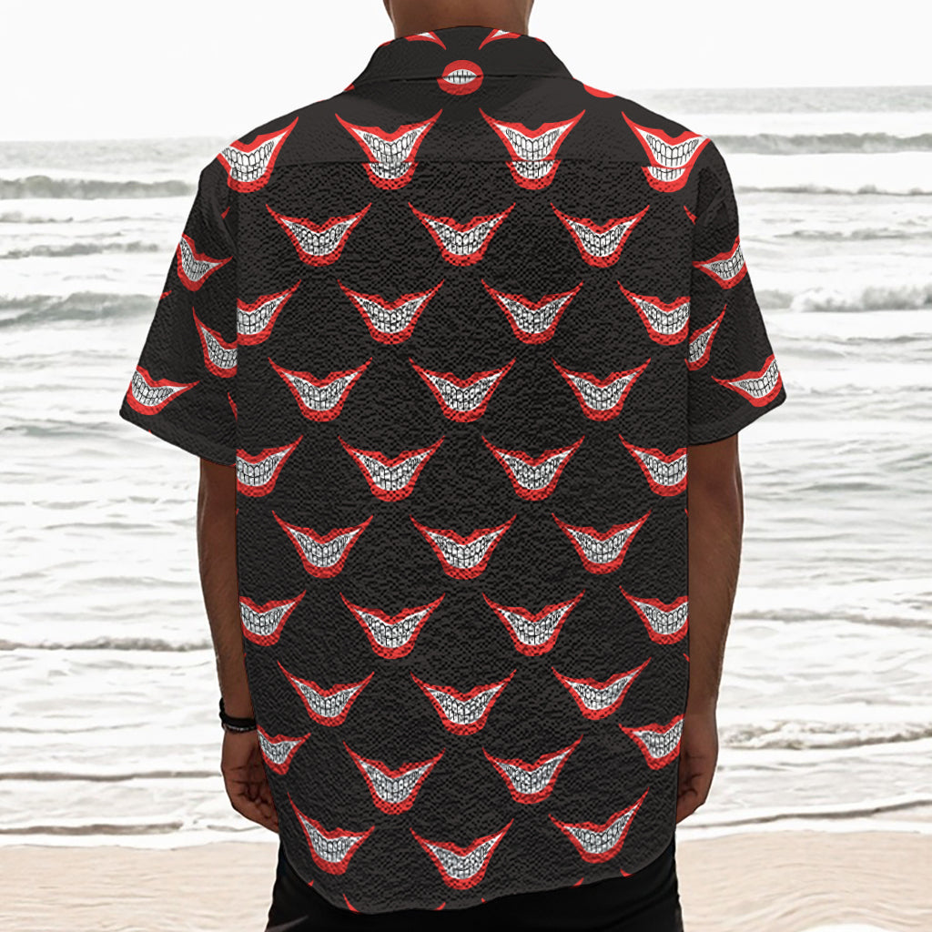 Joker Smile Pattern Print Textured Short Sleeve Shirt