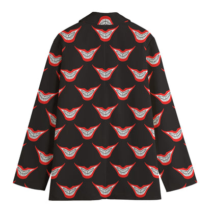Joker Smile Pattern Print Women's Blazer