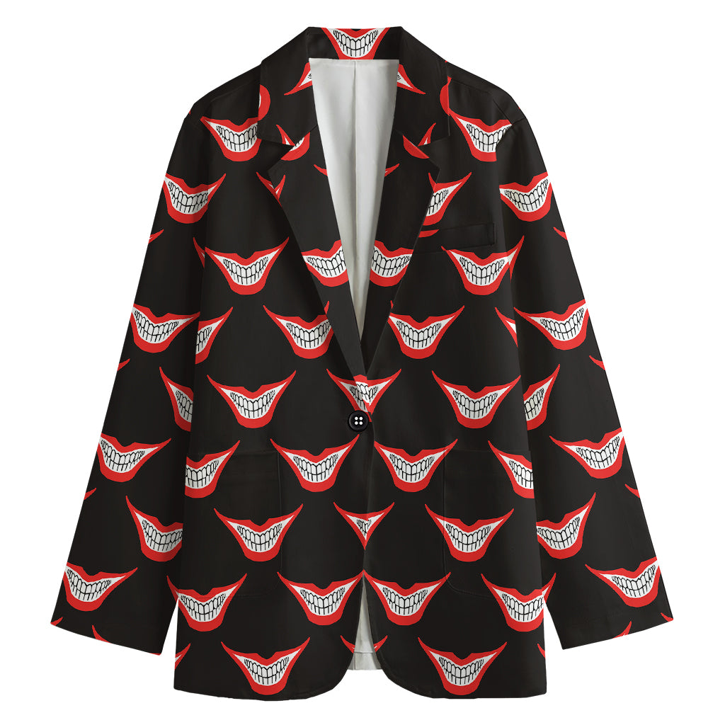 Joker Smile Pattern Print Women's Cotton Blazer