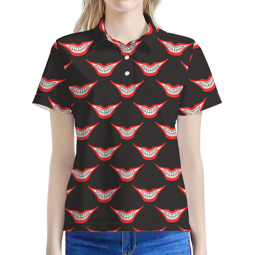 Joker Smile Pattern Print Women's Polo Shirt