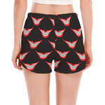 Joker Smile Pattern Print Women's Split Running Shorts