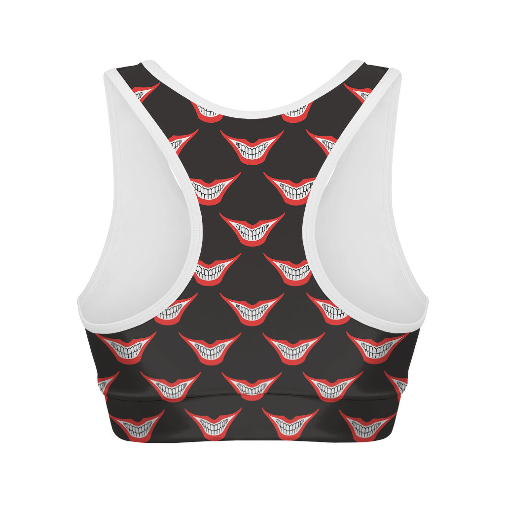 Joker Smile Pattern Print Women's Sports Bra