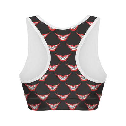 Joker Smile Pattern Print Women's Sports Bra