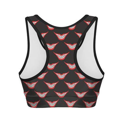 Joker Smile Pattern Print Women's Sports Bra