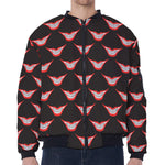 Joker Smile Pattern Print Zip Sleeve Bomber Jacket