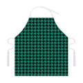 Jungle Green And Black Houndstooth Print Adjustable Apron