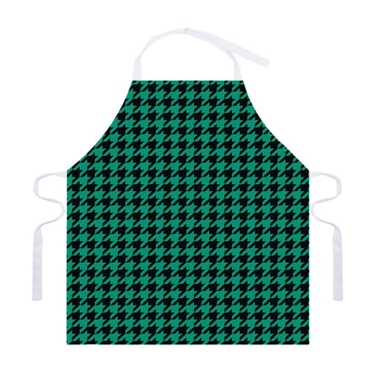 Jungle Green And Black Houndstooth Print Adjustable Apron