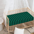 Jungle Green And Black Houndstooth Print Baby Crib Sheet