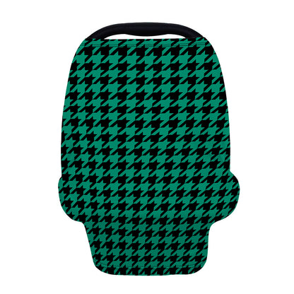 Jungle Green And Black Houndstooth Print Baby Seat Cover