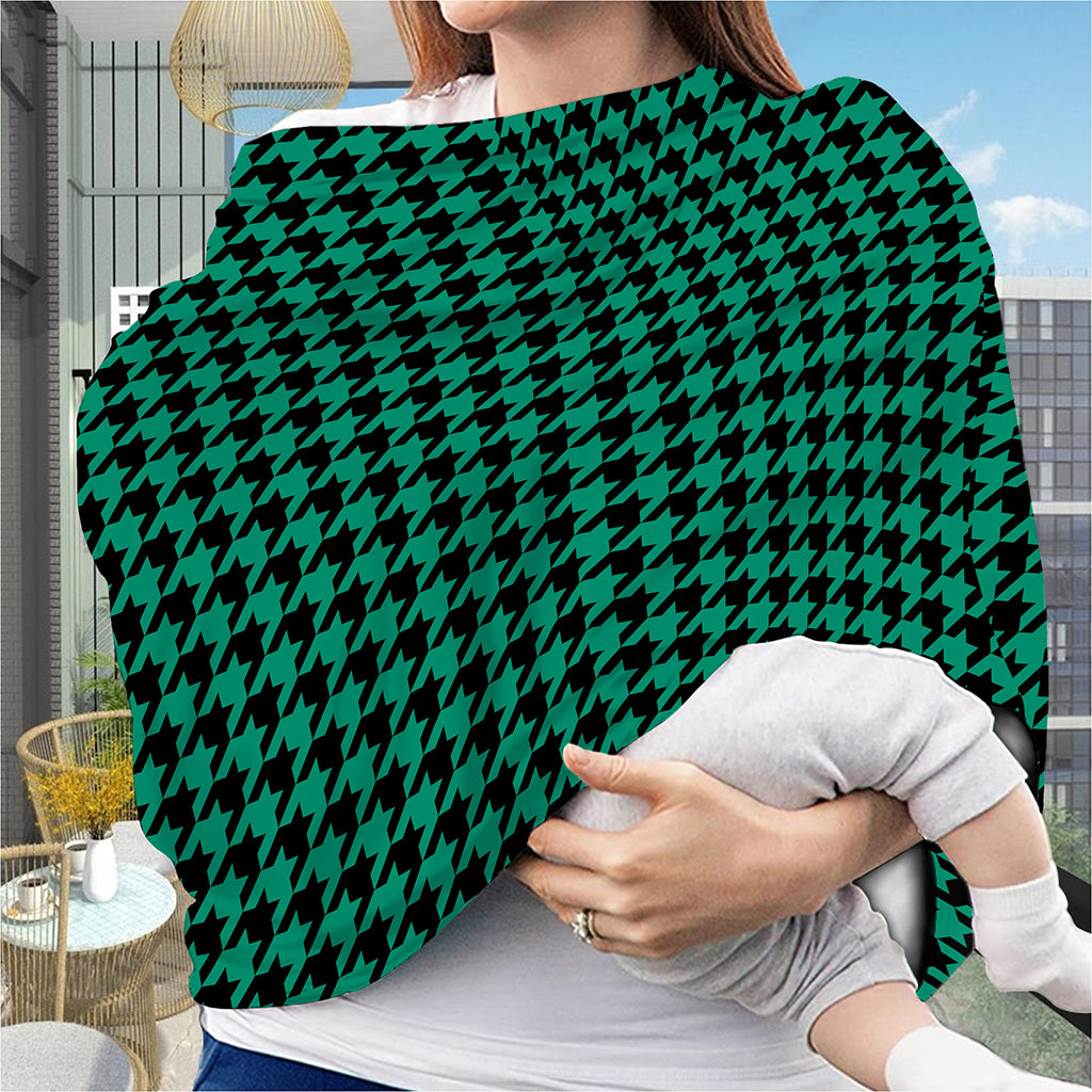 Jungle Green And Black Houndstooth Print Baby Seat Cover