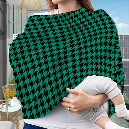 Jungle Green And Black Houndstooth Print Baby Seat Cover