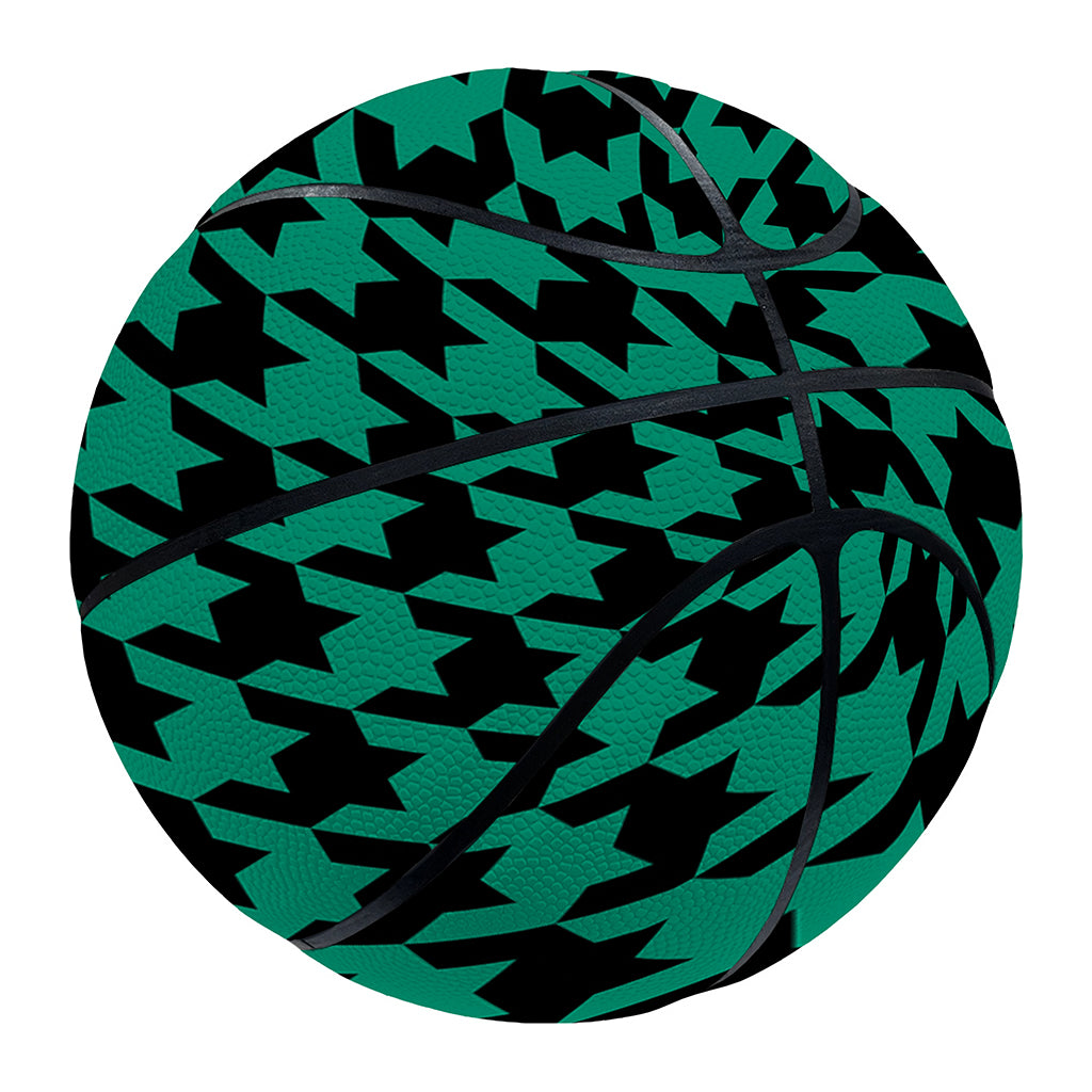 Jungle Green And Black Houndstooth Print Basketball