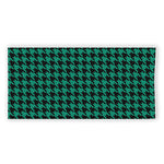 Jungle Green And Black Houndstooth Print Beach Towel