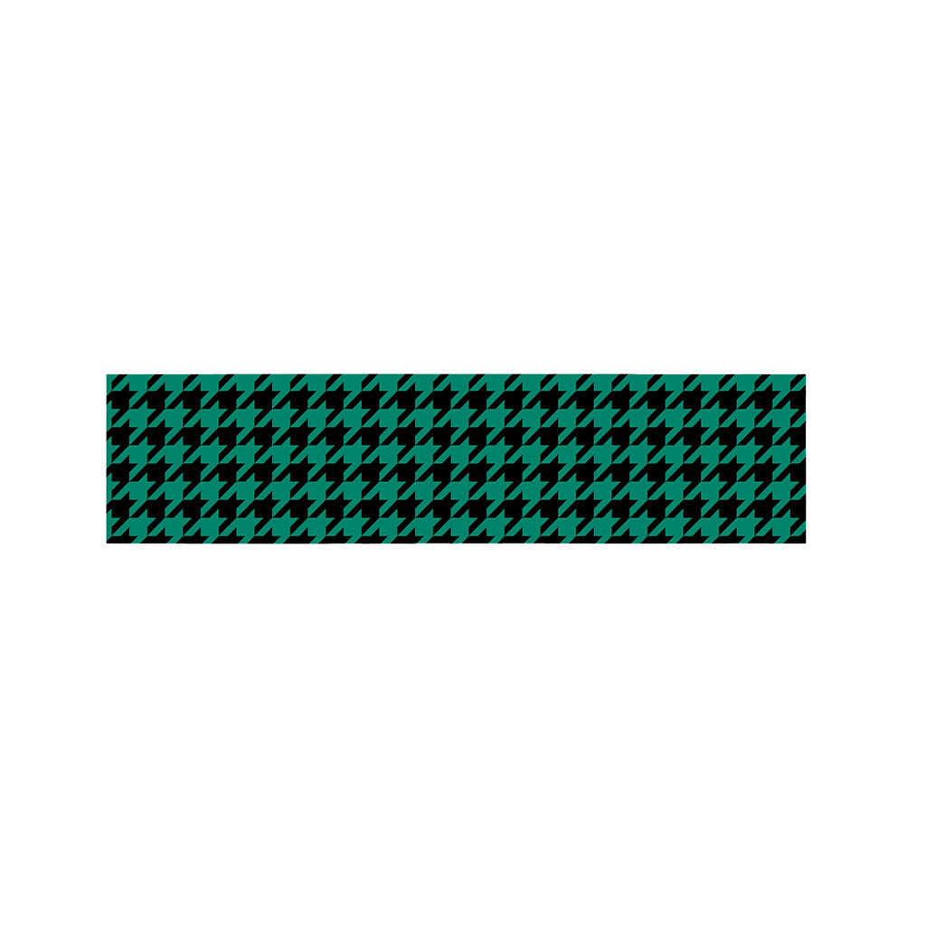 Jungle Green And Black Houndstooth Print Bed Runner