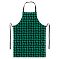Jungle Green And Black Houndstooth Print Bib Apron With Pocket