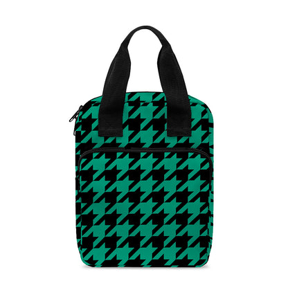 Jungle Green And Black Houndstooth Print Bible Tote Bag
