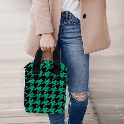 Jungle Green And Black Houndstooth Print Bible Tote Bag