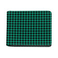 Jungle Green And Black Houndstooth Print Bifold Wallet